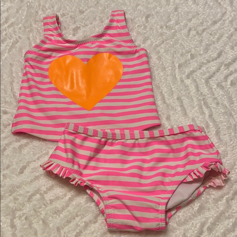 3/$10 Carters Pink/White Candy Stripe Baby Girl Tankini